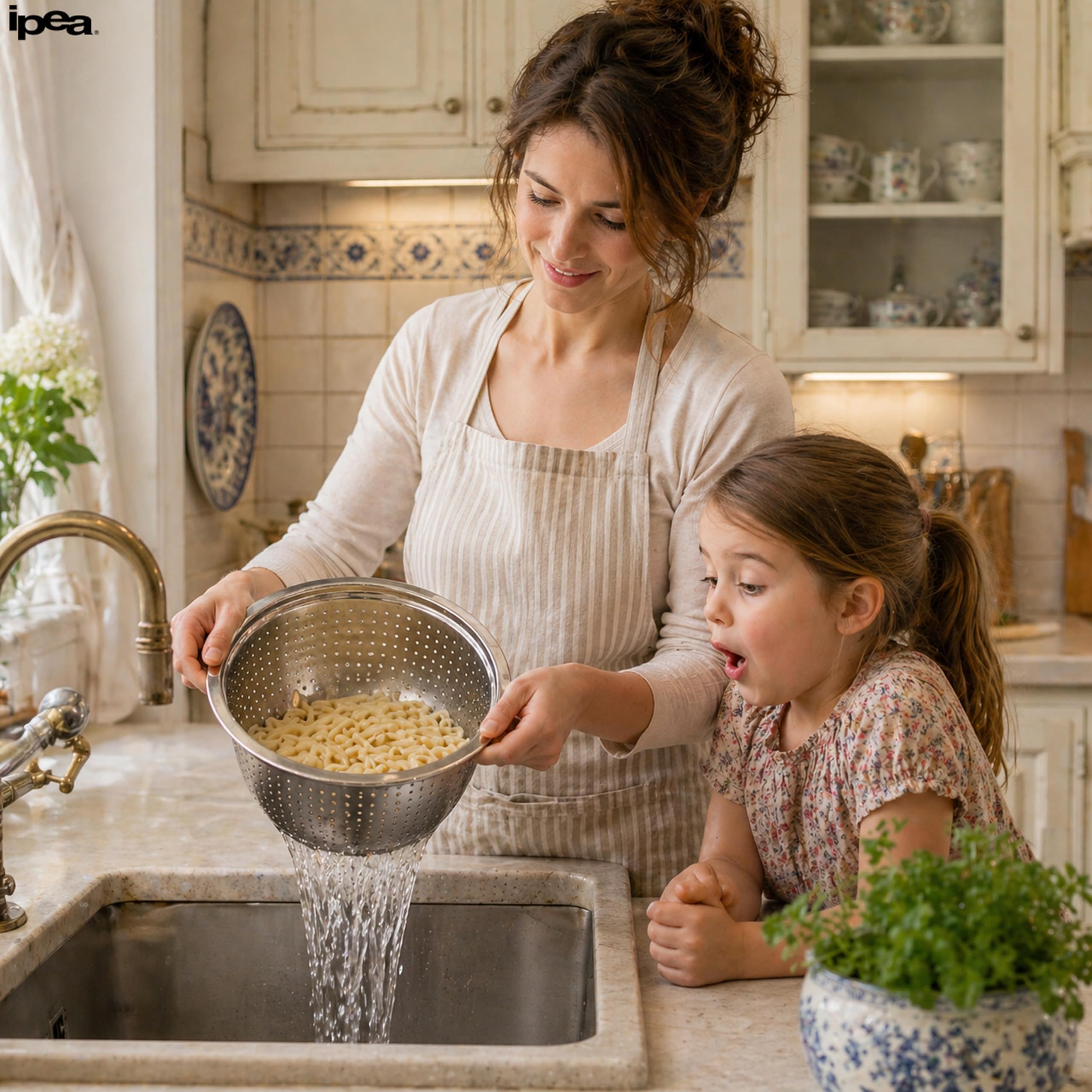Scolapasta 24 cm Acciaio Inox Professionale - Colapasta per Pasta e Verdura - Lavastoviglie