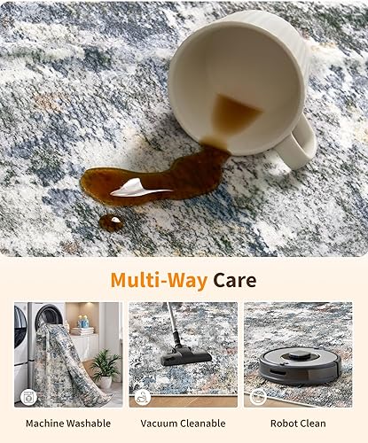 Miniatura 6 de Alfombra de área de 6 x 9 pies, diseño moderno abstracto, lavable a máquina, con parte trasera antideslizante, resistente a las manchas, alfombra de