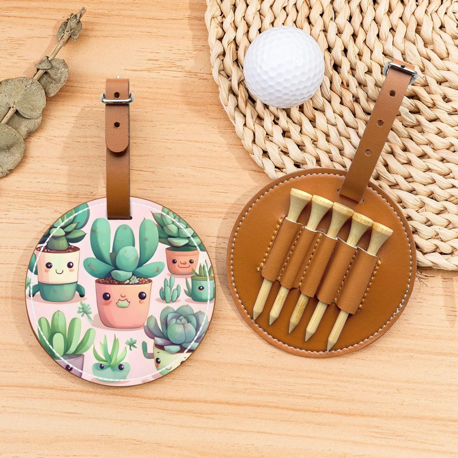 Lovely Succulent Plants Brown Golf tee Storage Bag - Durable and wear-Resistant Golf Accessories