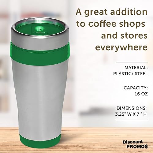 Miniatura 110 de Tazas de viaje de acero inoxidable con aislamiento personalizado, 16 onzas, juego de 100, paquete personalizado a granel, perfectas para café