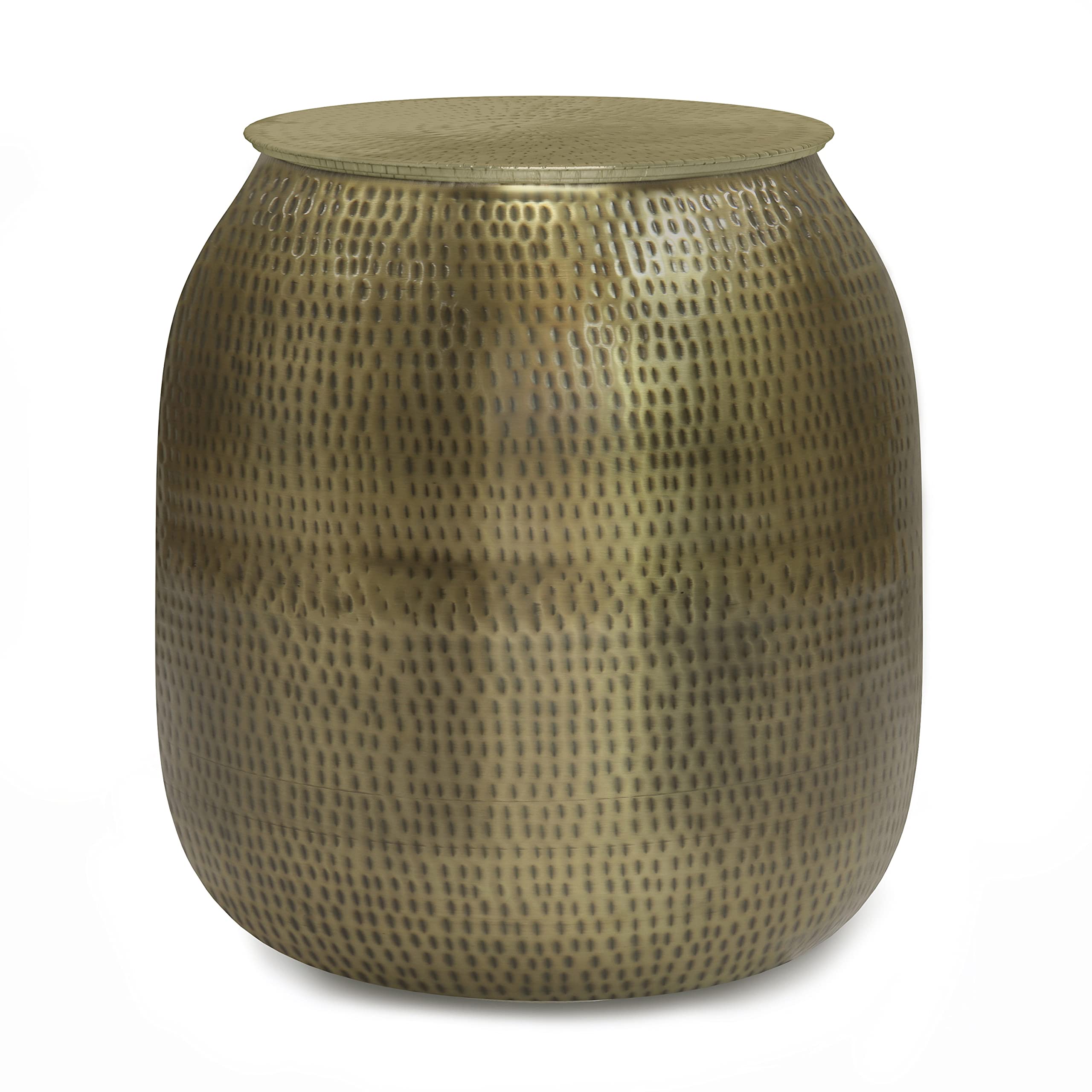 SIMPLIHOME Griffen Contemporary 19 inch Wide Metal Storage Accent Side Table in Antique Gold, Fully Assembled, End, Bedside Table and Nightstand, for the Living Room and Bedroom