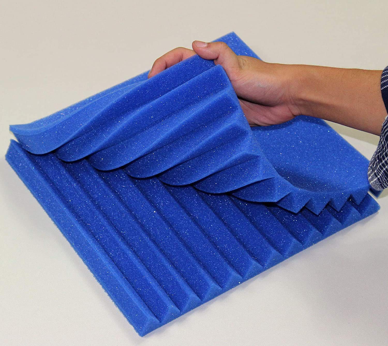 Paquete de 48 paneles acústicos de 30 x 30 x 2,5 cm, azulejos de espuma de insonorización para estudio acústico, paneles de pared de espuma (negro y azul)