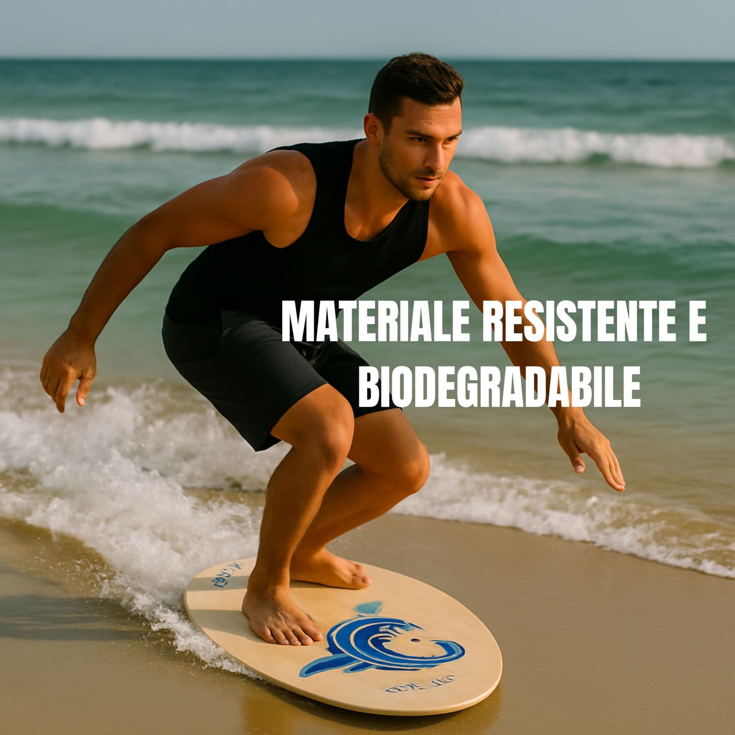 Skimboard Tavola in Legno FUTURA8 Antiscivolo Resistente all’Acqua – Tavola Skimboard Leggera per Adulti e Principianti – Skimboard Spiaggia Mare Sabbia Bagnata Onde Piccole