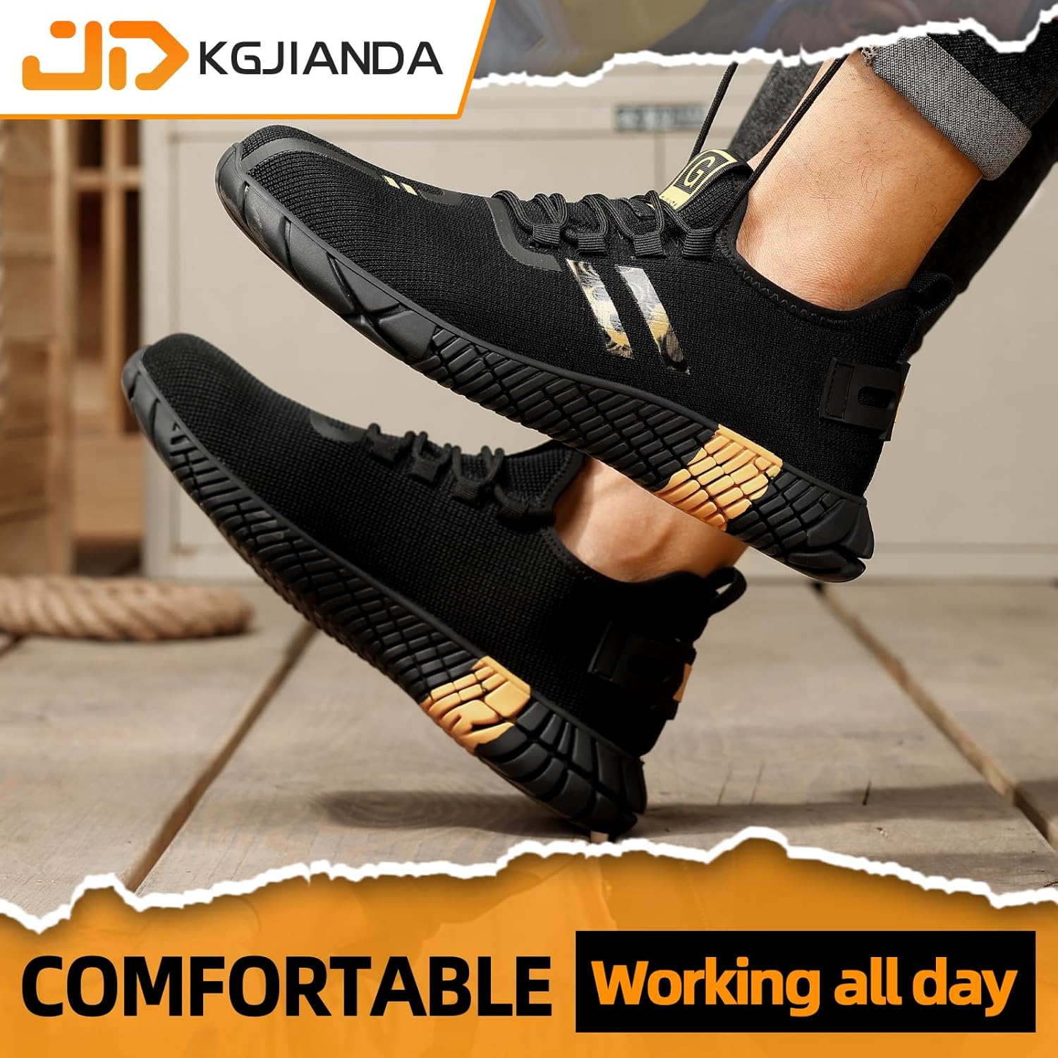 Steel Toe Shoes for Men Work Shoes Men Steel Toe Shoe for Construction Breathable Anti Smash Sneakers for Warehouse Lightweight Safety Indestructible Sneakers for Industrial - Image 2