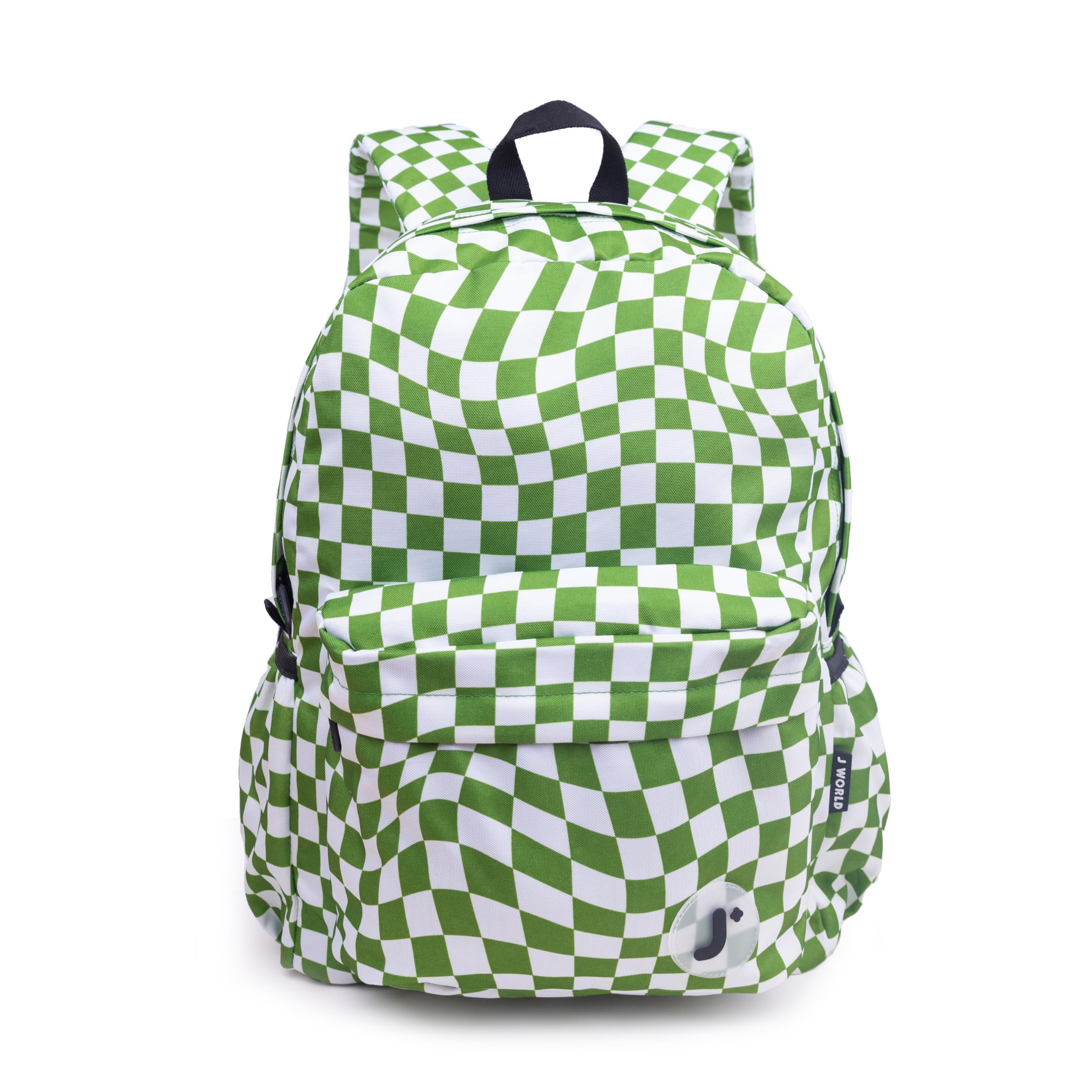 J World Oz Middle School Backpack for Kids. Cute Laptop Bookbag for Girls Boys, Matcha Checkers