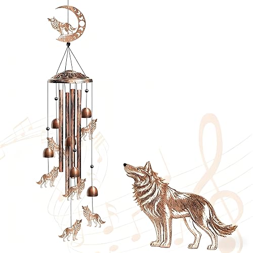 Miniatura 12 de Campanillas de viento de estrella para exterior, campanas de viento de 35 pulgadas con 4 tubos de aluminio para colgar, campanas de viento Cobre