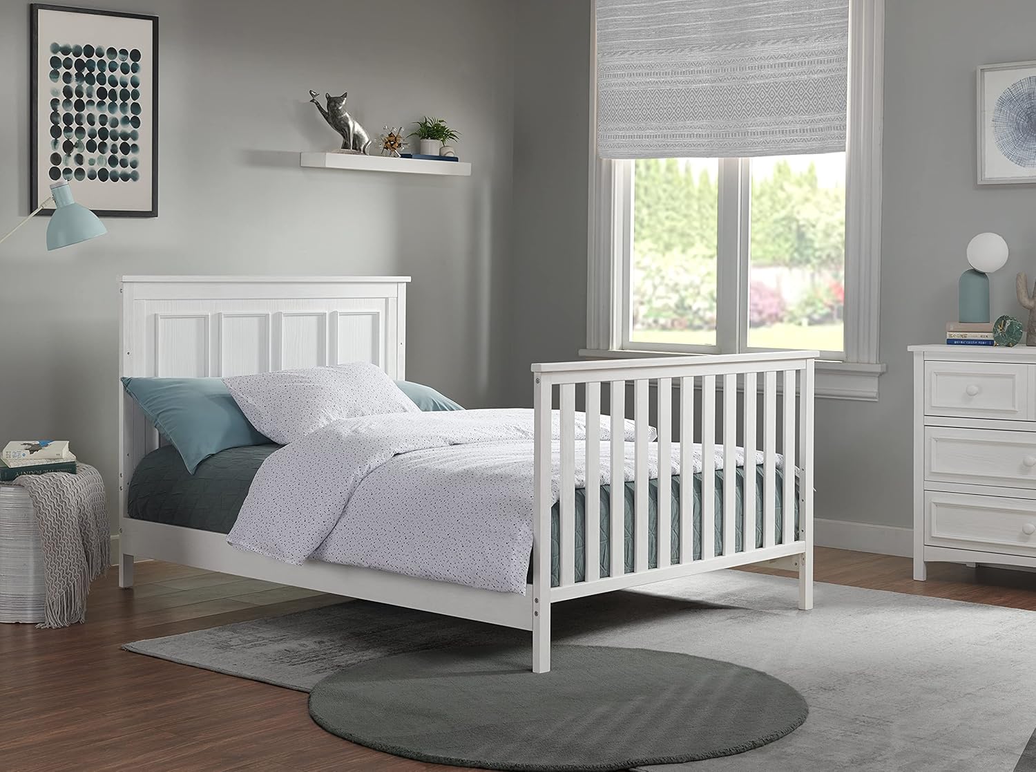 Oxford Baby Bennett Crib to Full-Size Bed Conversion Kit, Rustic White, GreenGuard Gold Certified