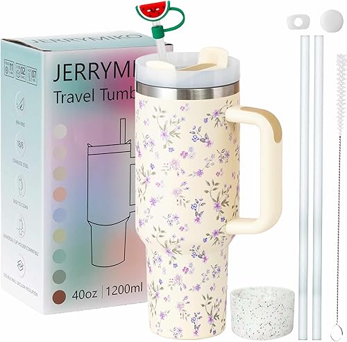 Miniatura 1 de Simpl Moder - Vaso de 40 onzas con asa y tapa de pajilla, vasos aislados al vacío de doble pared sellados al vacío, taza de viaje para bebidas frías