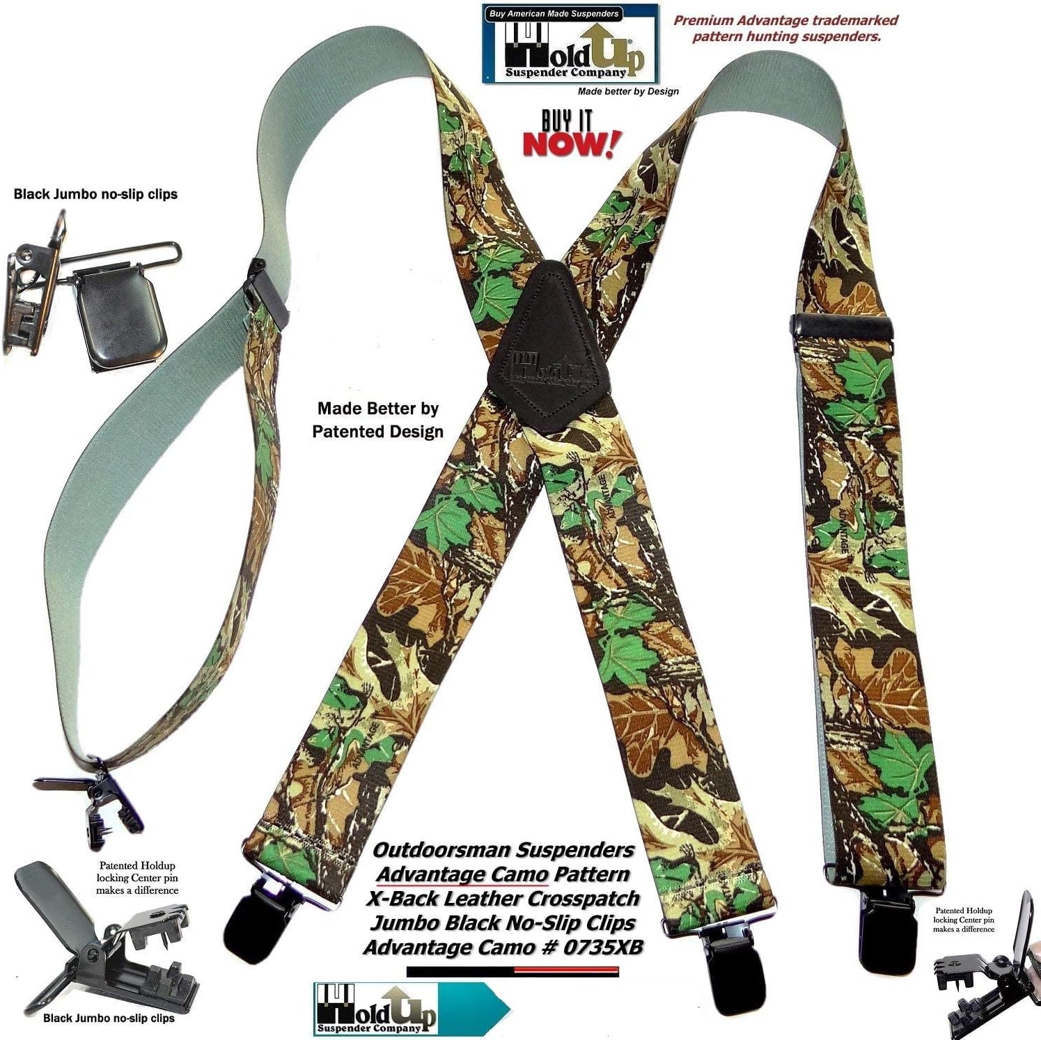 Holdup 2" Wide Outdoorsman Series Suspendewrs for Men with Patented "No-Slip" Metal Clips - Image 2