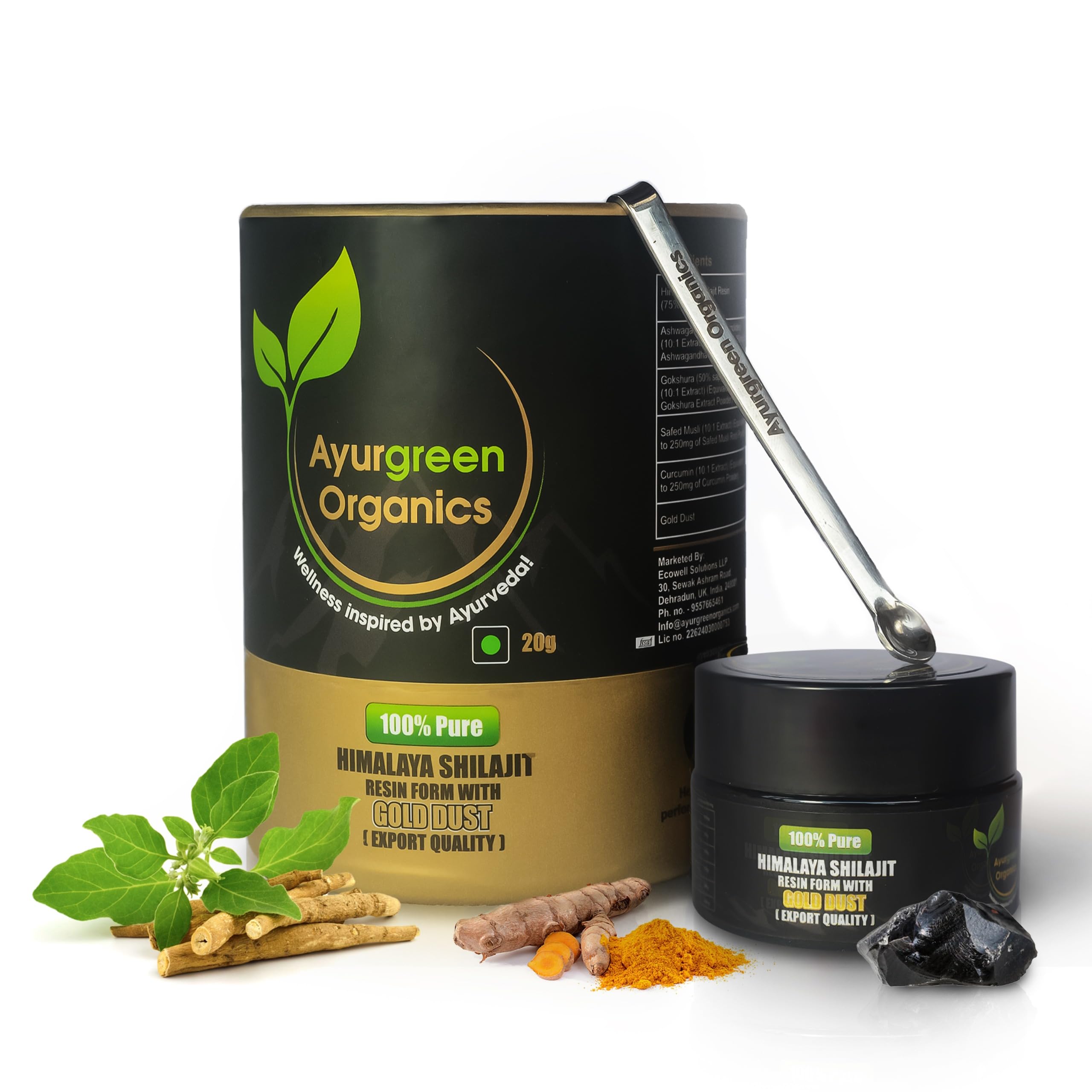 Ayurgreen Organics Shilajit Gold | 20g | 75% Fulvic Acid | Added Ashwagandha, Gokshura, Safed Musli, Curcumin, Gold Dust | 100% Naturally extracted from Himalayas (B0D8QPFTKH) Amazon Price History, Amazon Price Tracker