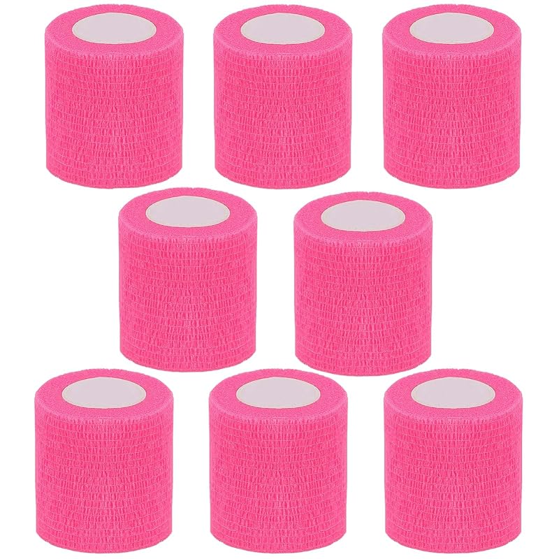Bandagem autoadesiva coesiva para equinos e cães CIYAGPOOU Pink, 5,08 cm x 4,57 m, pacote com 8