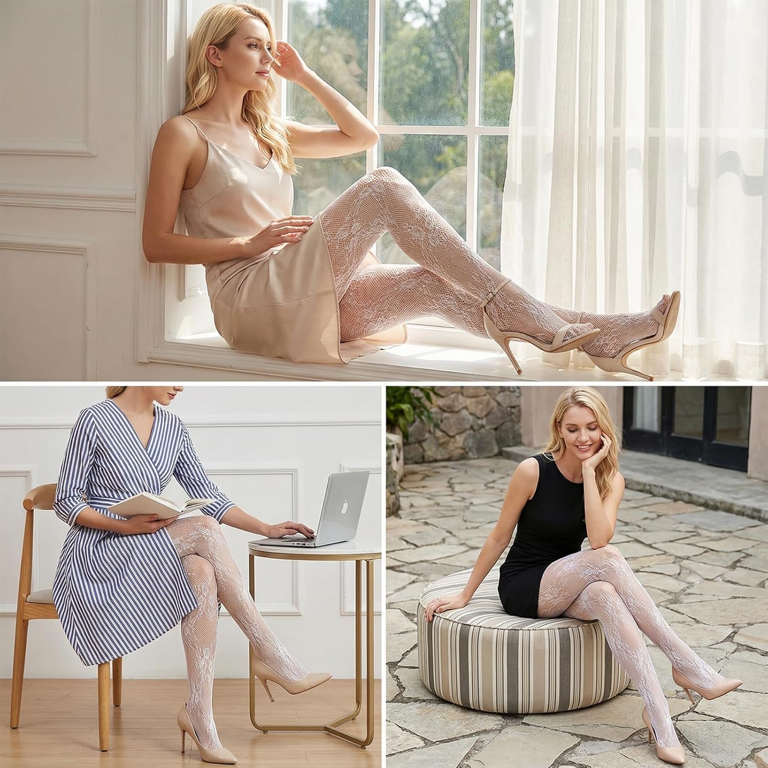 Grevosea Floral Tights for Women, Pattern Tights Black Fishnet Stockings High Waist Sheer Stockings Pantyhose - Image 5