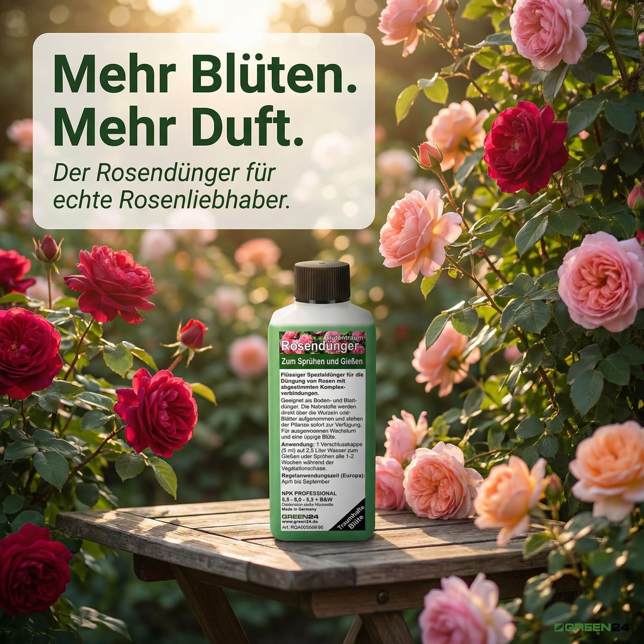 GREEN24 Engrais pour rosiers - Rose précieuse - Haute Technologie - Engrais pour Roses