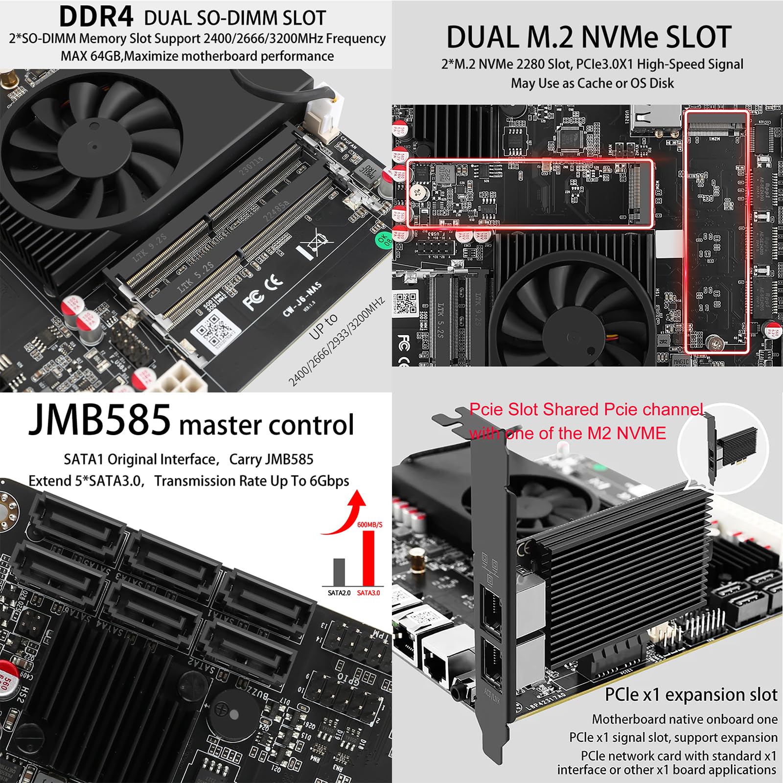 Amazon.com: 6-Bay NAS Mini-ITX Motherboard with Celeron J6413, 6X