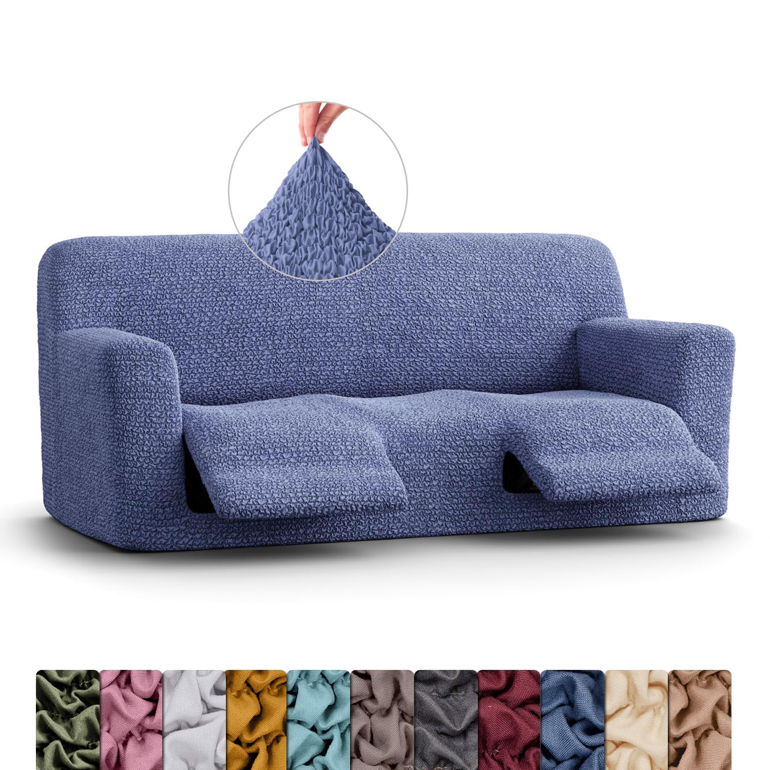 Menotti 3 Seater Couch Cover - Sofa Cover - Sofa Protector - Soft Polyester Fabric Slipcover - 1-Piece Form Fit Stretch Elastic Stylish Furniture Cover - Microfibra - Grey (3 Seater) — view 43