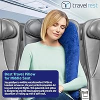 Vista 4 de Almohada de viaje TravelRest Todo-en Uno Premium – Incluye cubierta lavable de tejido suave con cierre y está rellena de espuma viscoelástica., Azul
