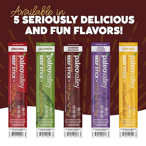 Miniatura 43 de Paleovalley Palitos de carne teriyaki 100% alimentados con pasto, delicioso aperitivo de carne sin gluten, alto en proteínas apto para dieta