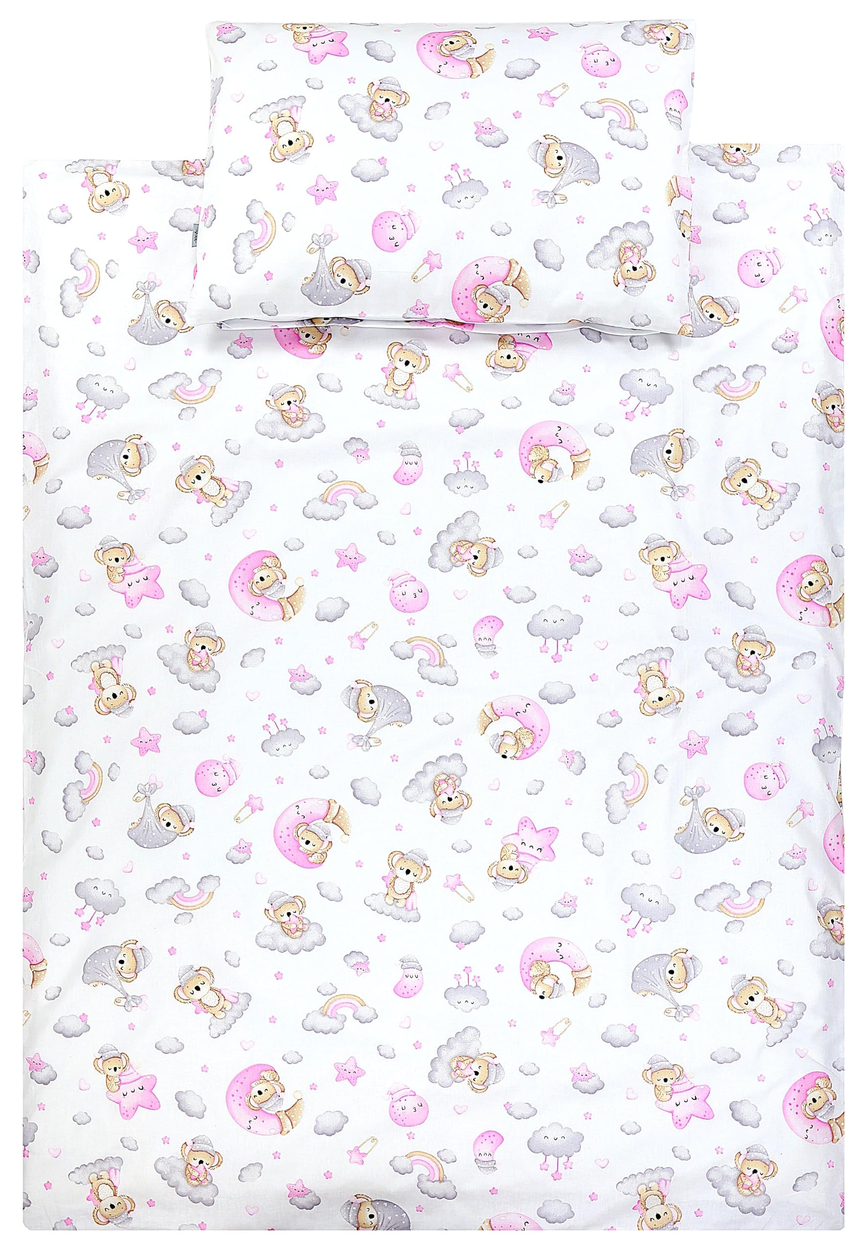 TupTam Kinder Bettwäsche Gemustert 2-Teilig Wendebettwäsche, Farbe: Schlafender Koala Grau Rosa, Größe: 135x100 cm