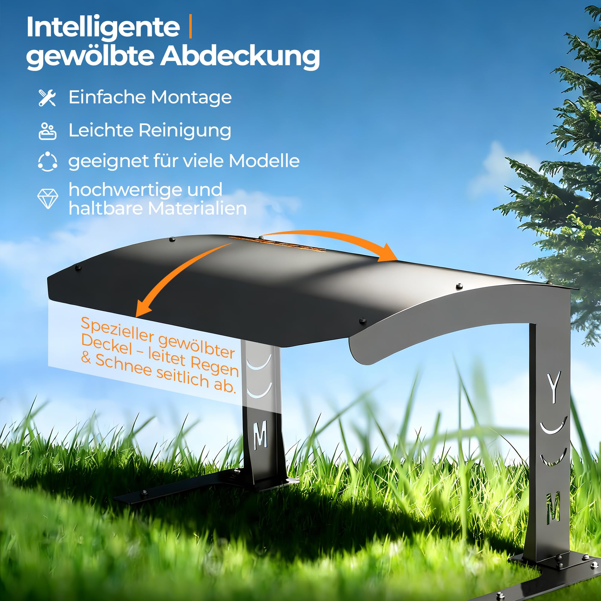 GLIESE Garage pour robot tondeuse - 70 x 55 x 41 cm - Toit en acier massif S235JR avec revêtement KTL - Protection contre la grêle et la rouille - Abri universel et abri pour robot tondeuse à gazon