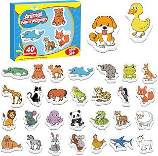 Kasfalci 40 Animal Magnets,Refrigerator Fridge Magnets for Kids,Magnetic Animal Toys for Toddlers,Learning Games,Speech Therapy for Preschool Kindergarten Classroom,Educational Toys for Kids 3+