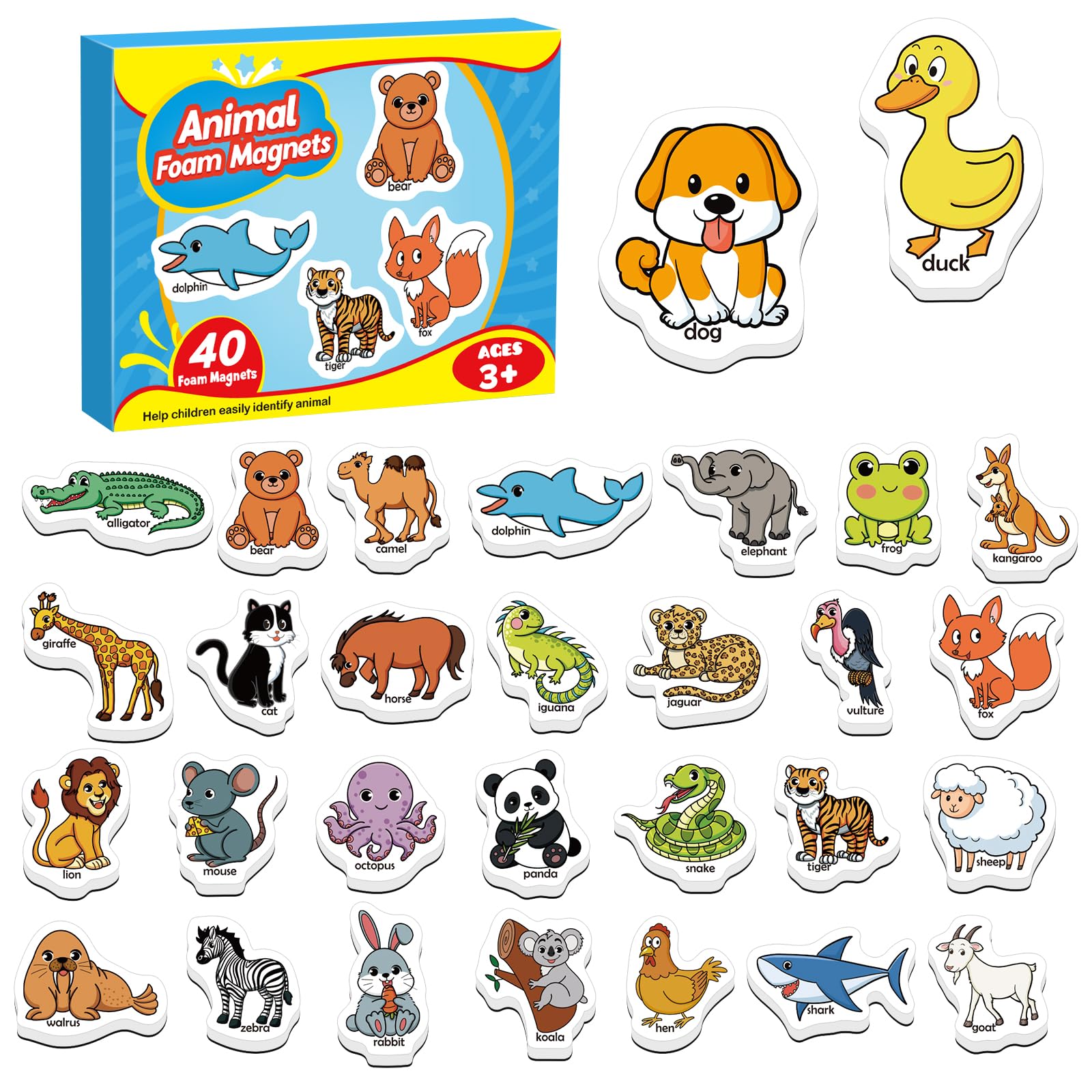 Kasfalci 40 ímãs de animais, ímãs de geladeira para crianças