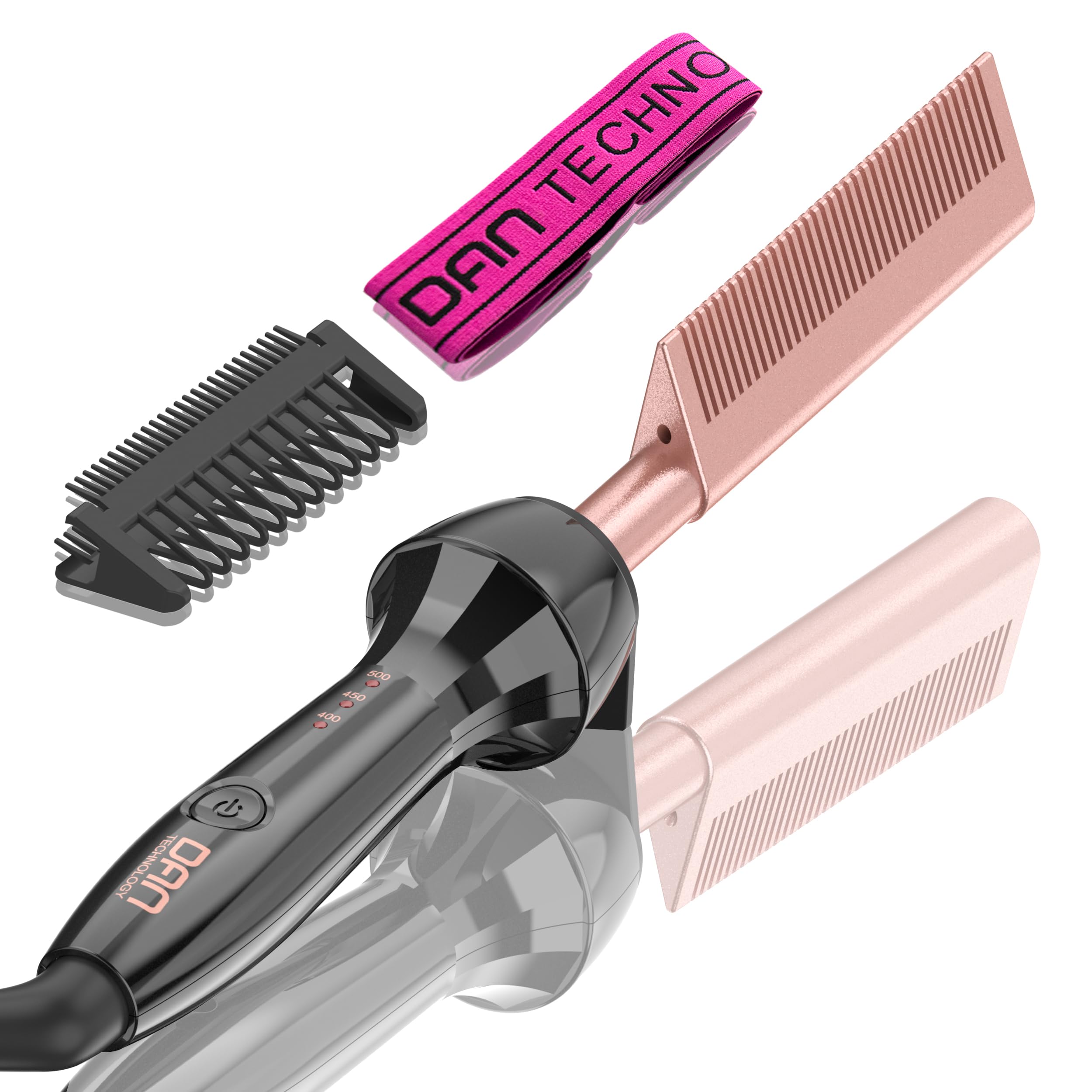 Dan 500℉ hot Comb Straightener,Heat Comb for Black Hair,hot Comb for Wigs Rose Gold