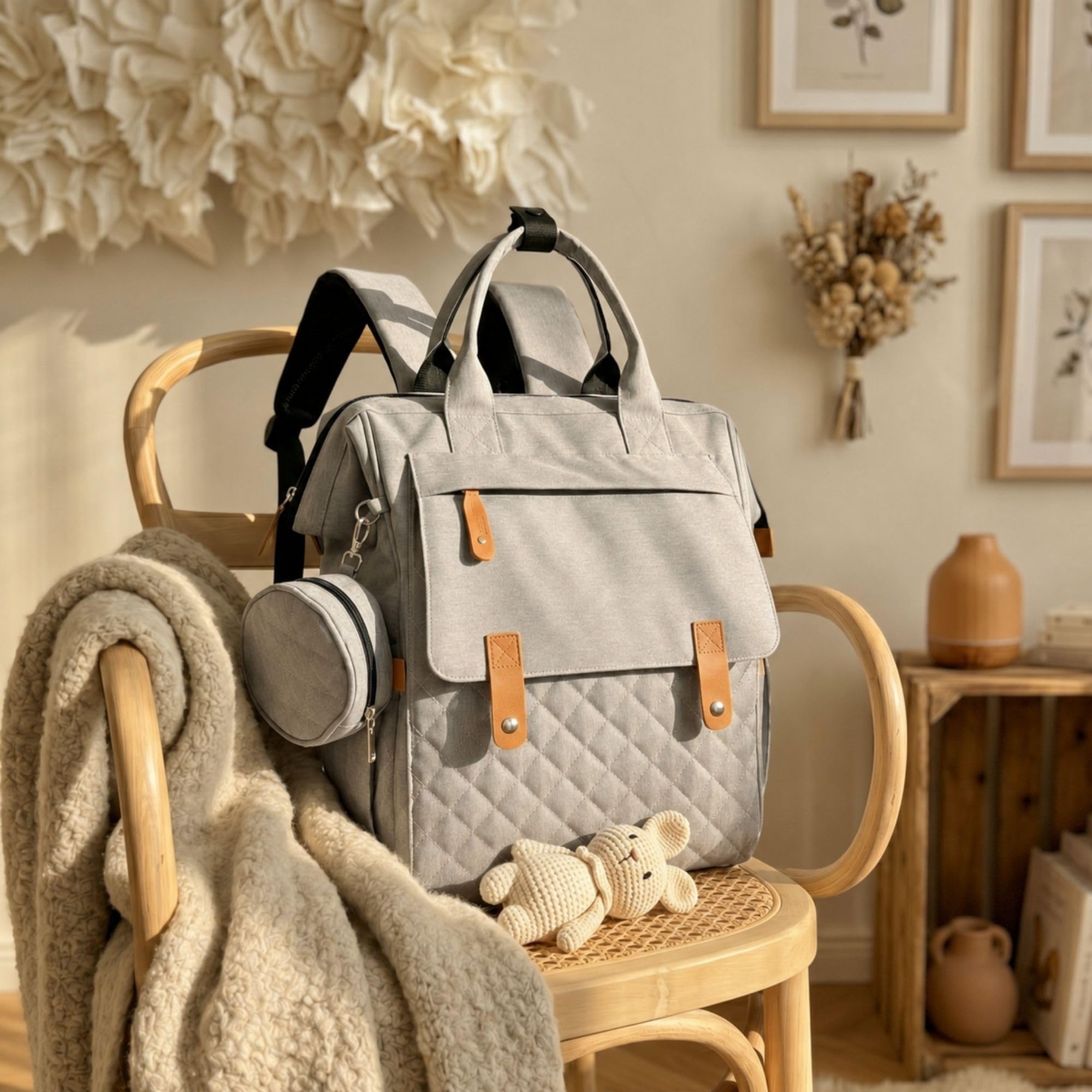 Wickelrucksack inkl. Wickelunterlage, Wickeltasche Groß mit Viel Stauraum, Baby Rucksack für Unterwegs, Navy