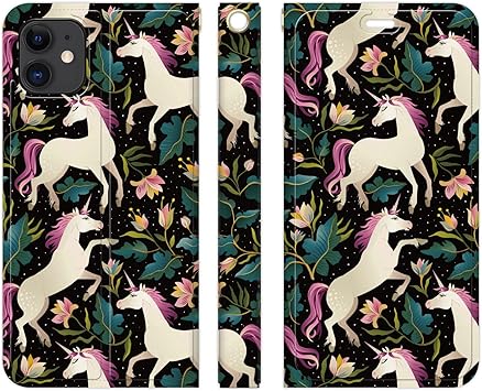 Amazon Co Jp Ruuu ベルトなし Iphone13mini 対応 手帳型 スマートフォン Iphoneケース スマホ ケース カバー ユニコーン柄 Typea ブラック 花柄 動物 ユニコーン 大人 かわいい おしゃれ きれい かっこいい 目立つ 個性的 グッズ 馬 花 幻想的 ファンタジー 模様
