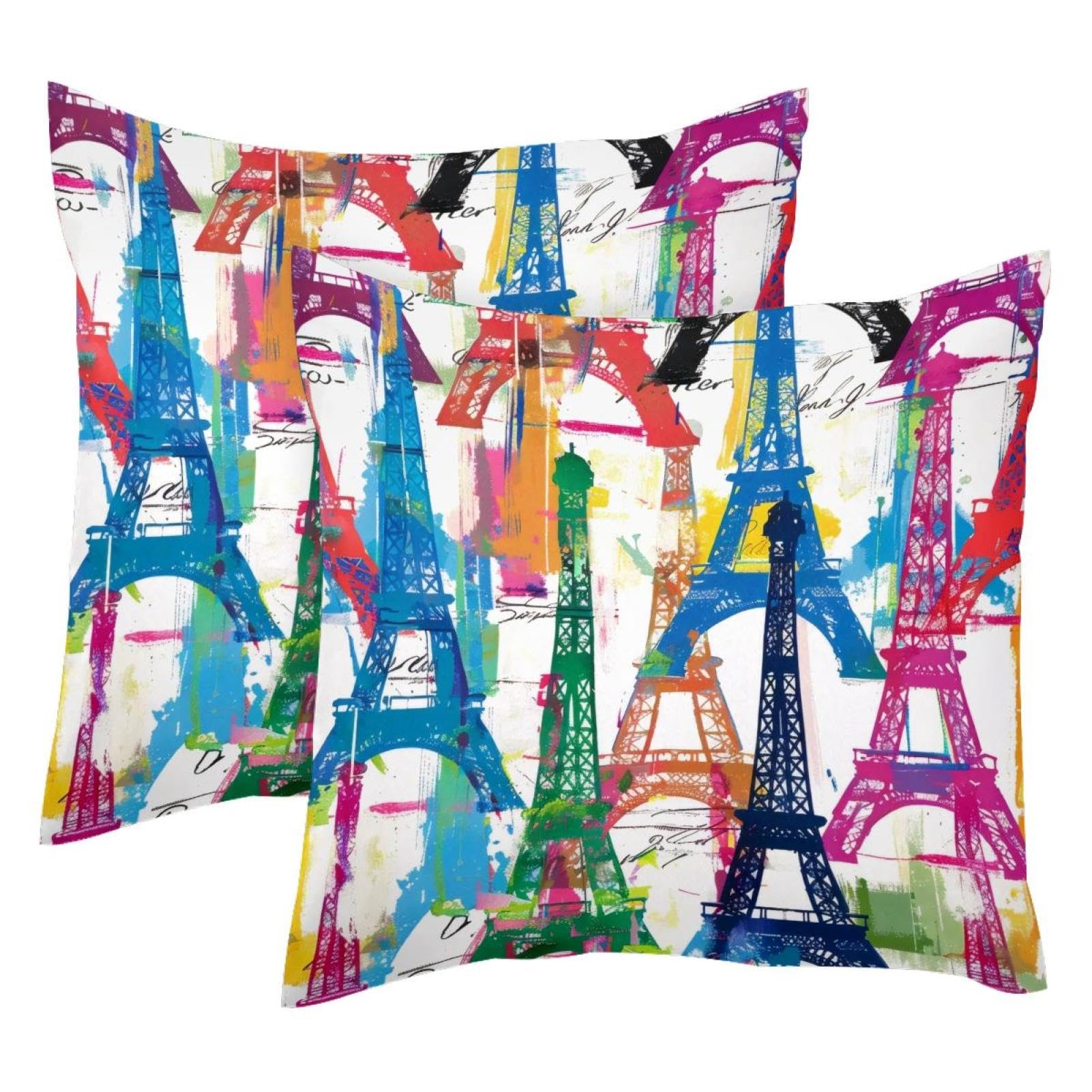 Housse de coussin velours 50x50 cm motif Tour Eiffel pour decoration salon