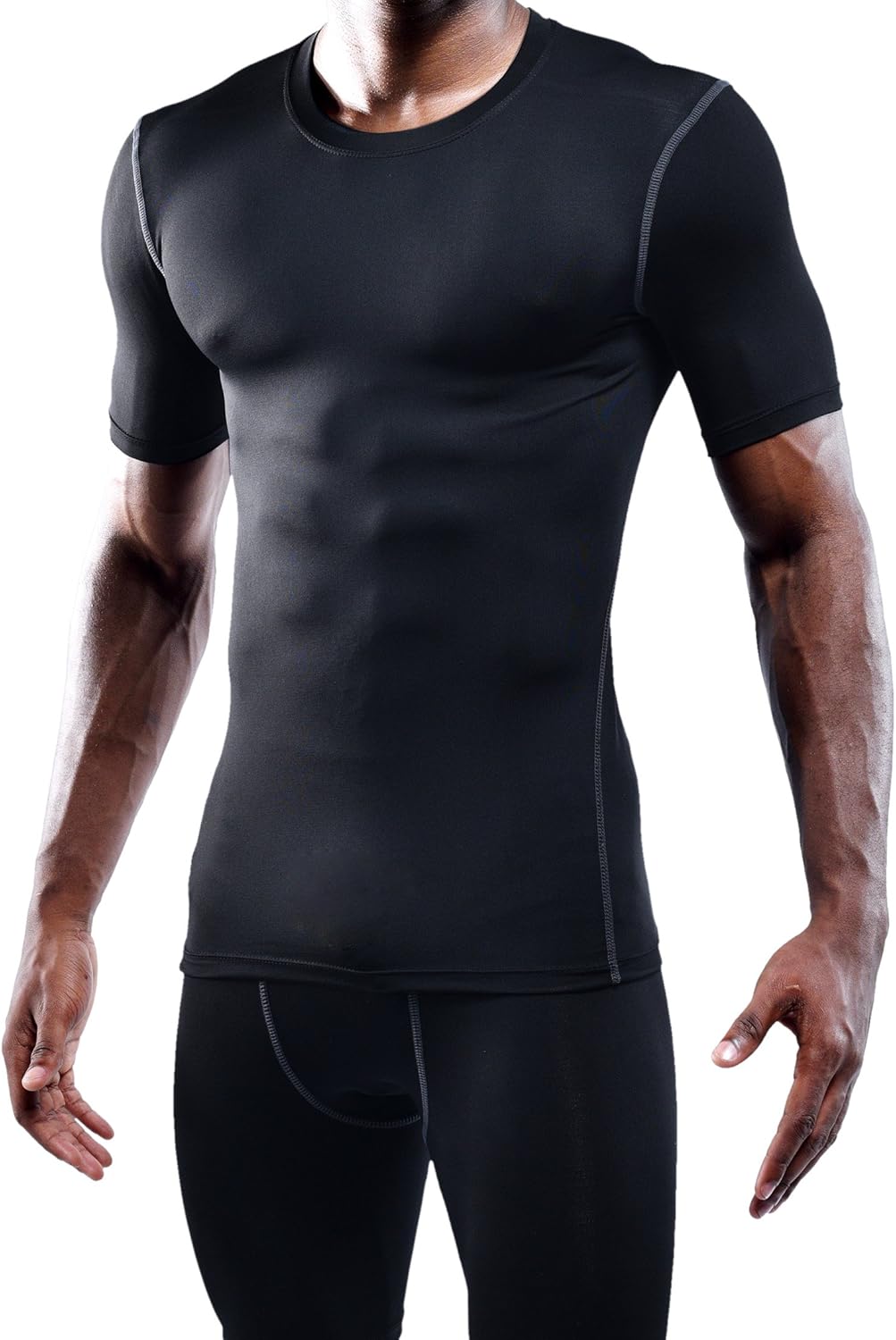 NELEUS Men's 3 Pack Athletic Compression Base Layer Workout Shirt Large 5003# Black/Black/Black,3 Pack