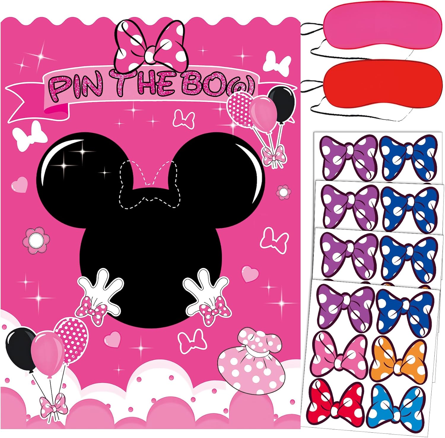 Amazon.com: JU XIN Pink Mouse Birthday Party Decor, Eye Masks, Polka ...