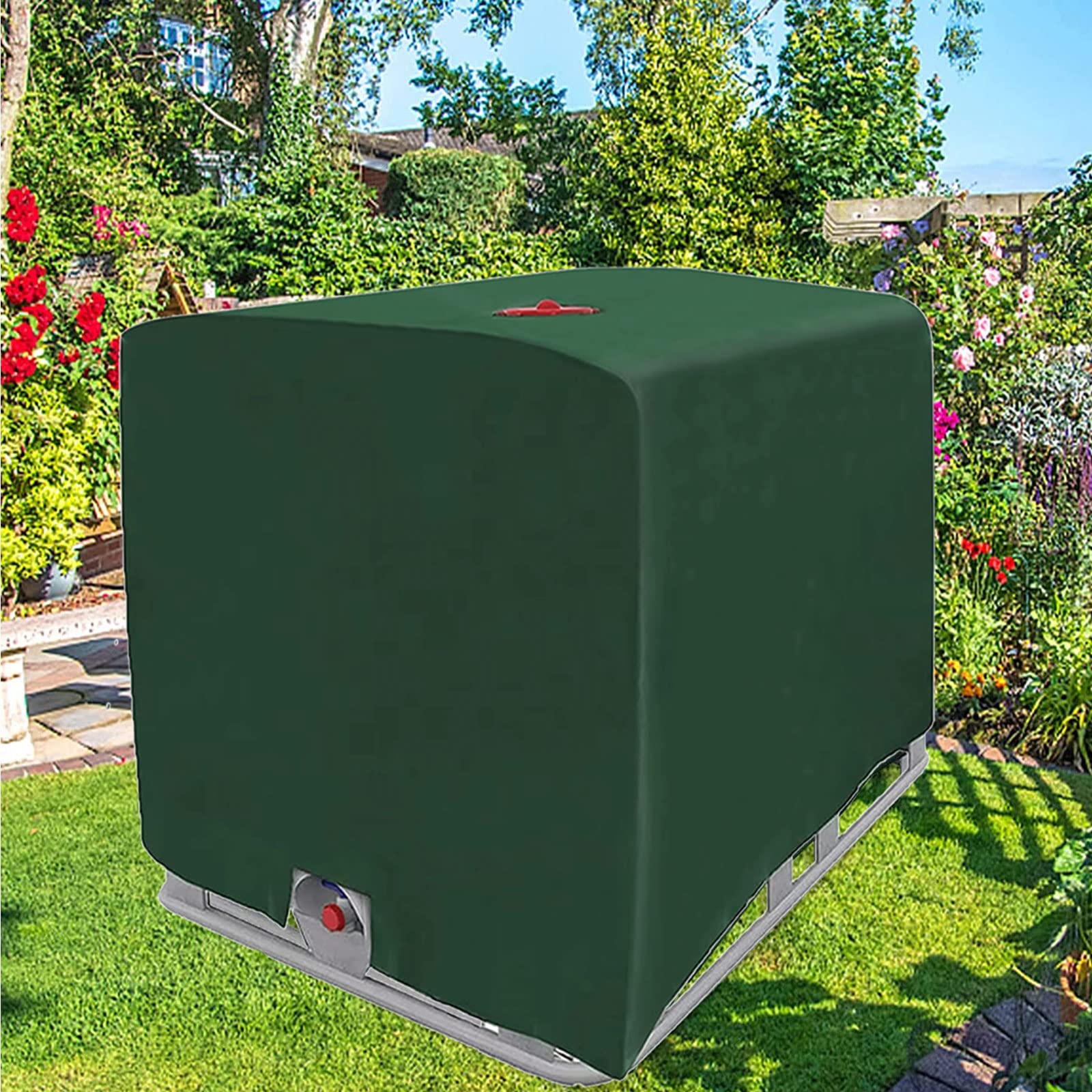2 Stücke IBC Tank Abdeckung, IBC Grün Container Cover, Grün Abdeckplane für Wassertank 1000L, Abdeckplane Schutzhülle Schutzhaube Schutzplane Geeignet für IBC Tank Behälter Container Regenwassertank