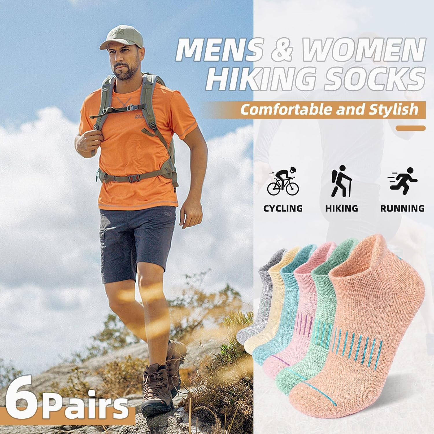 Lapulas Merino Wool Ankle Hiking Running Socks for Men Women Breathable Compression Thick Athletic No Show Socks 6 Pairs - Image 7