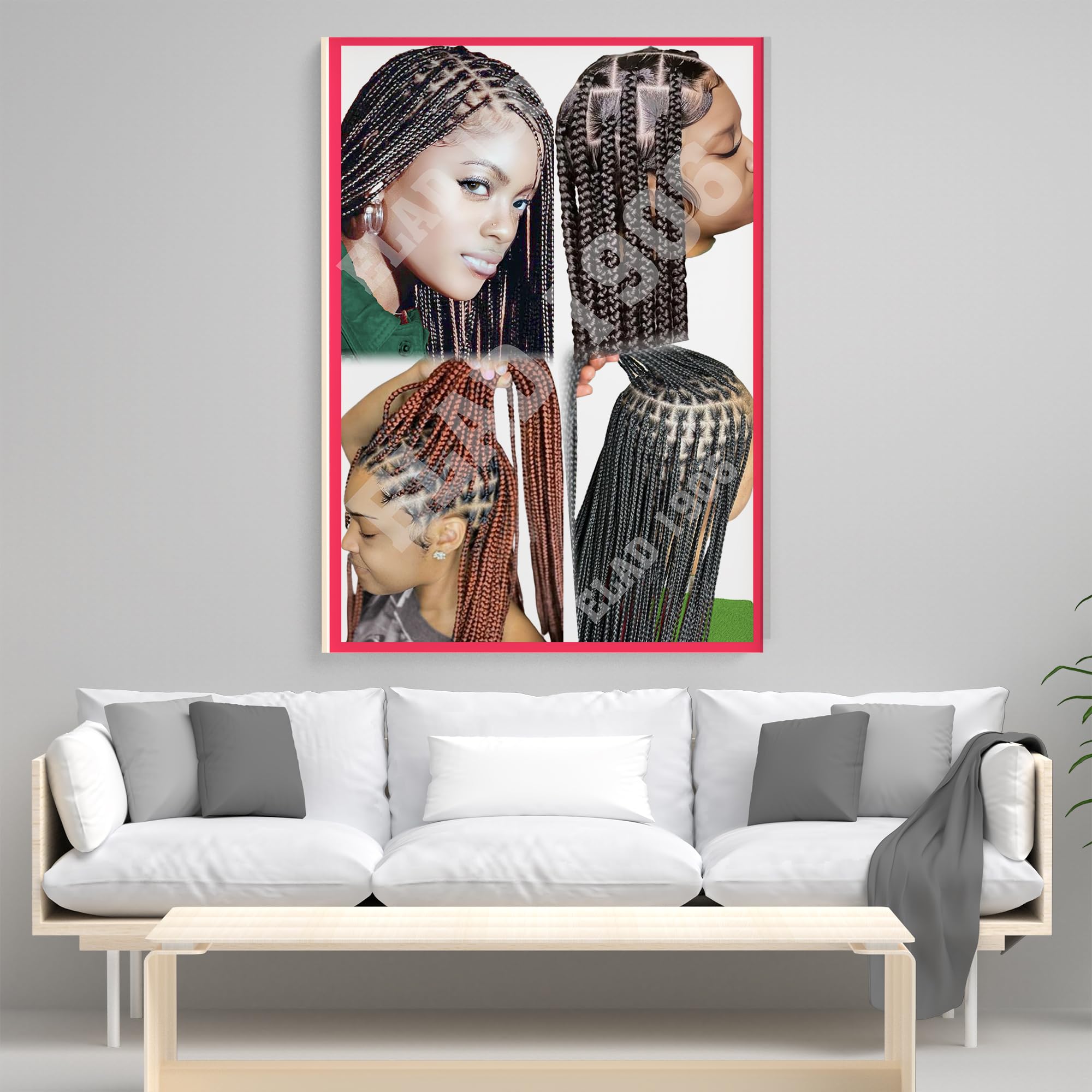 ELAD1906 - Póster de vinilo brillante para tienda de trenzas, póster africano para trenzar el cabello, llamativo expositor de ventana, duradero y resistente a desgarros, no cambia de color bajo la luz