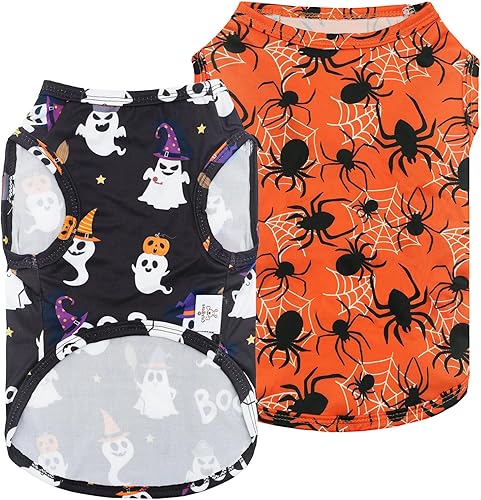 CuteBone Paquete de 2 camisas para perros ropa suave para mascotas chaleco de verano transpirable para cachorros pequeños y ropa elástica para gatos