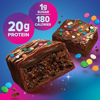 Pure Protein Galactic Brownie Protein Bars 20g Protein, 3g Sugar, 190 Calories (12 count) Low Sugar* High Protein Snack - Gluten Free - Perfect for a Healthy Snack
