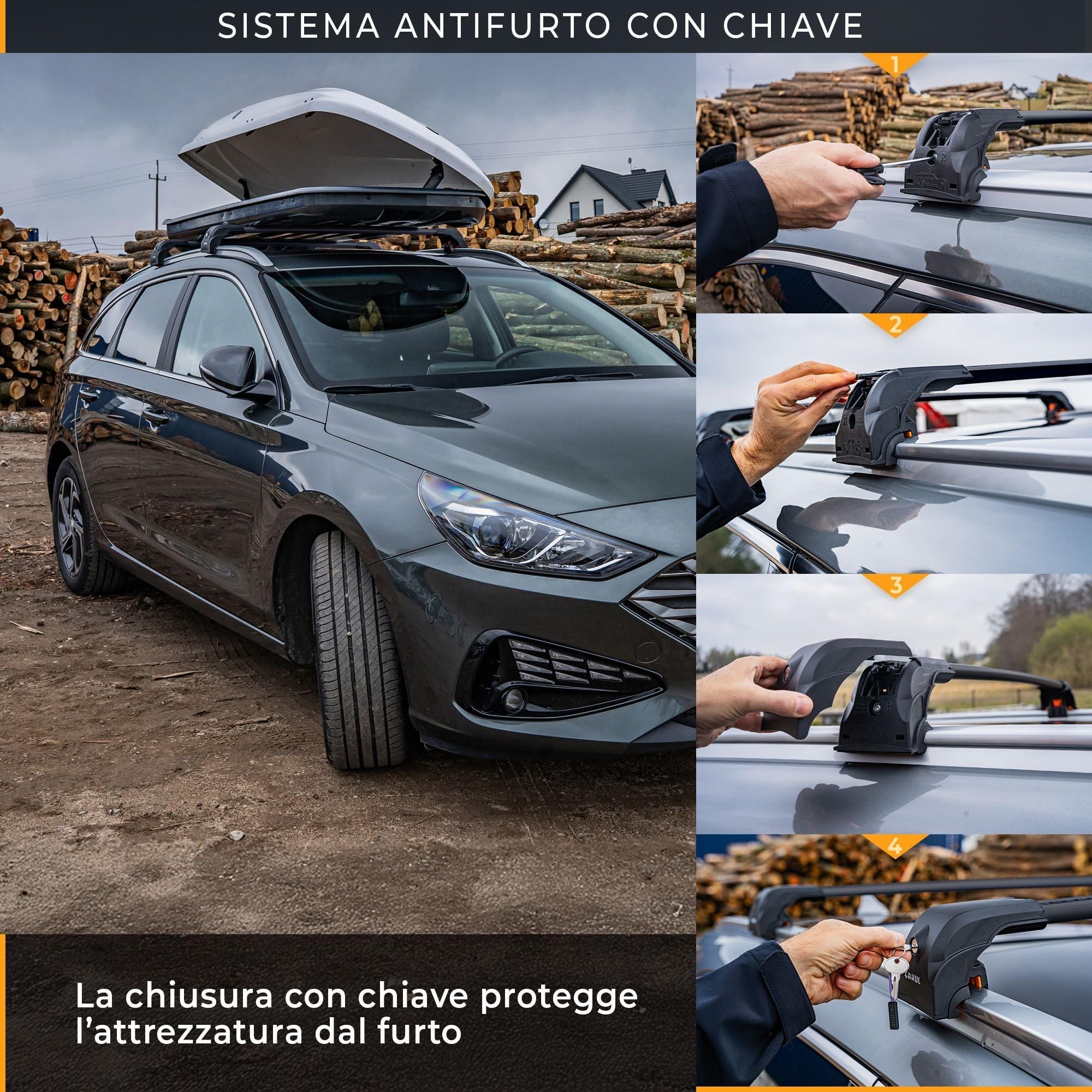 CHROMEMASTER Barre Portatutto Tetto Compatibili con Volvo XC40 2018+; Portapacchi da Tetto per Box, Portabici, Scala | Ideale per Viaggi, Vacanze, Uso Quotidiano