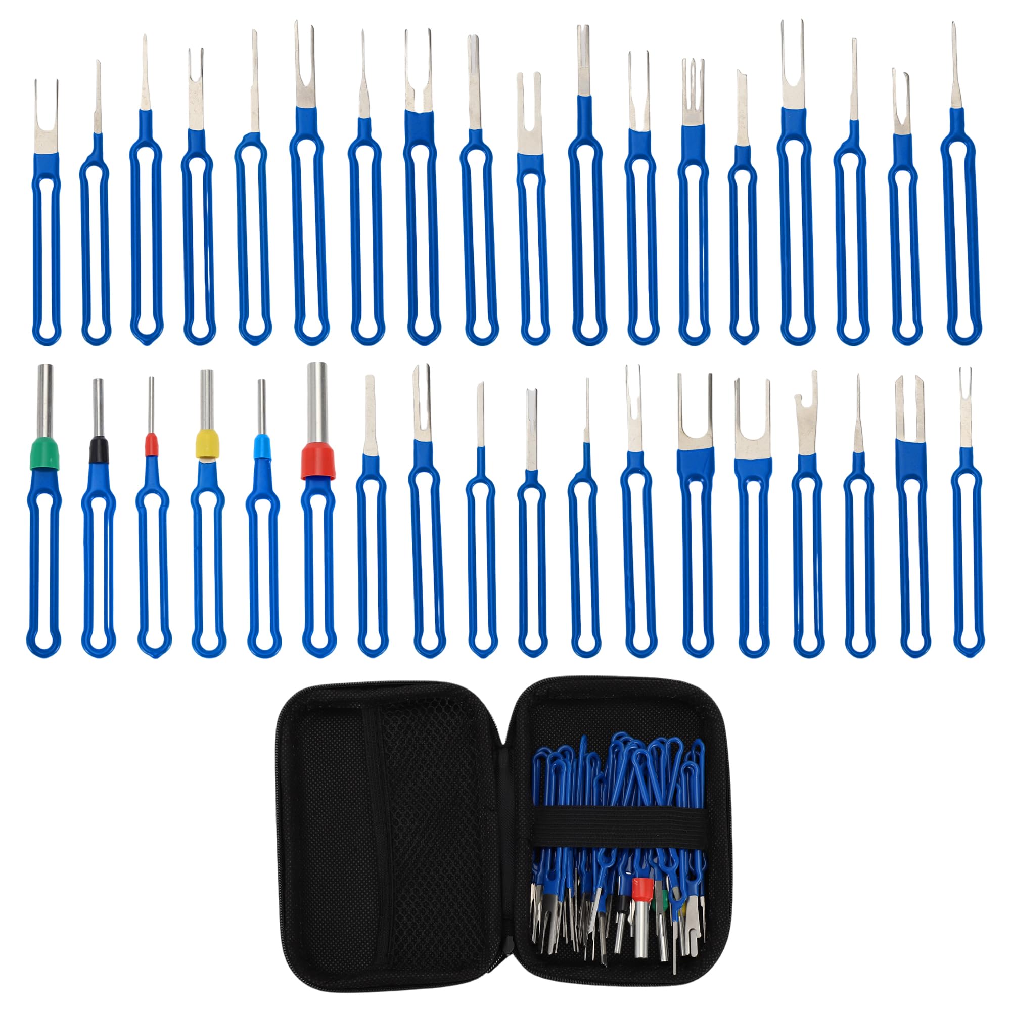 A ABSOPRO Terminal Removal Tool Assortment Kit Wire Connector Terminal Pin Extractor Kit Blue 36 Pcs, 16x11x4.5cm