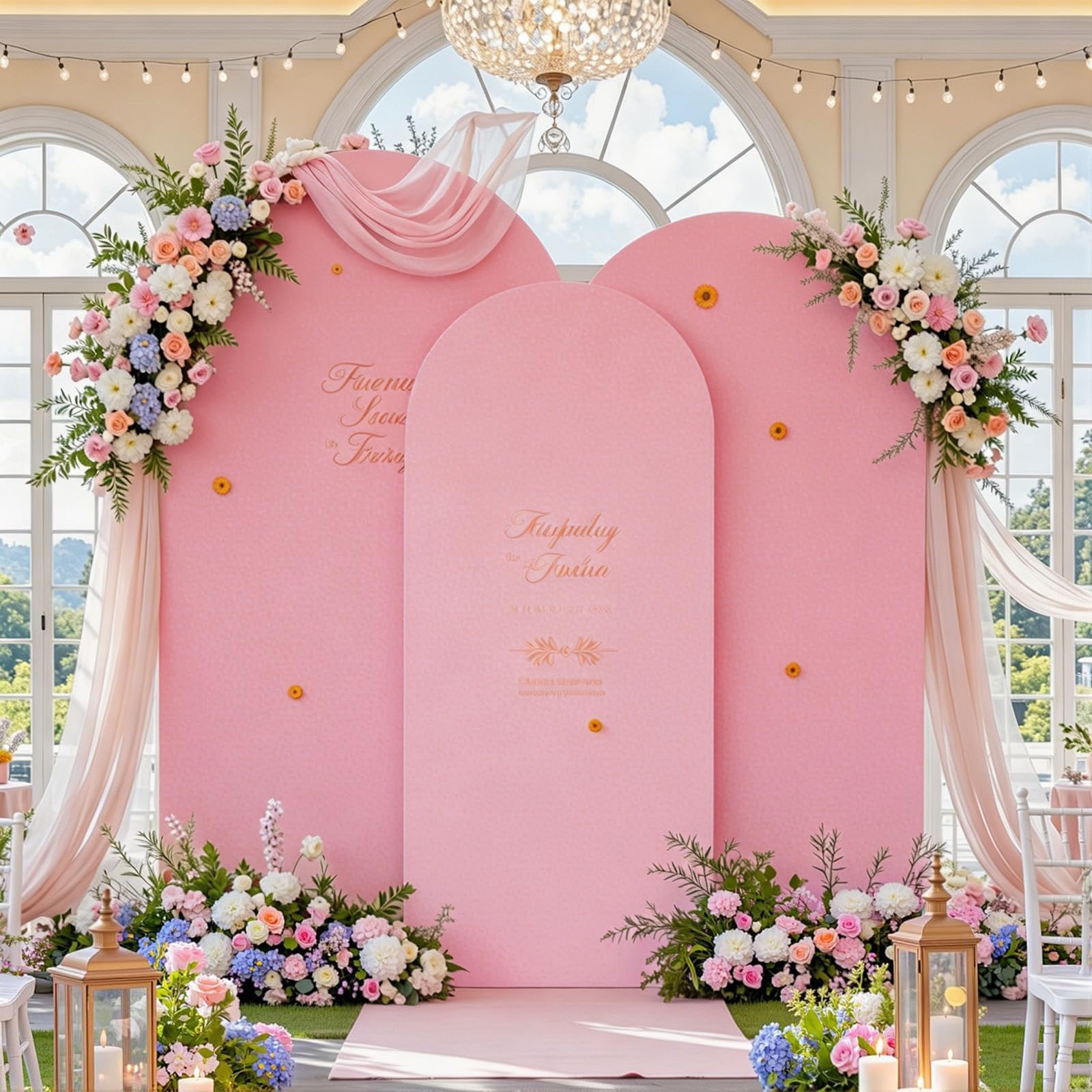 3 Pièces Arche Mariage Toile de Fond, Housse Arche Mariage Anniversaire | Double Face Couverture pour Arche Ronde pour Mariages Fête Cérémonie Banquet Décoration