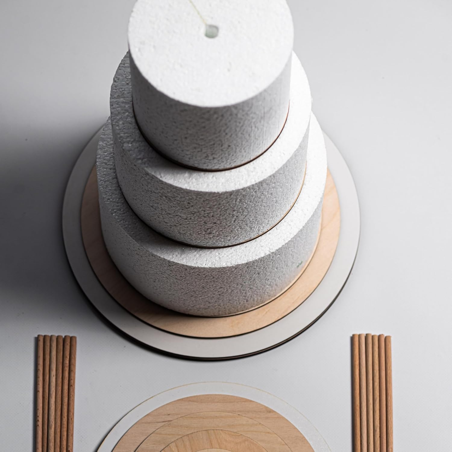 Set of 4 Round Premium Foam Cake Dummies for Faux Cake Decorating & Display - 4-Tiers Sizes (6", 8", 10", and 12") - 16" Tall