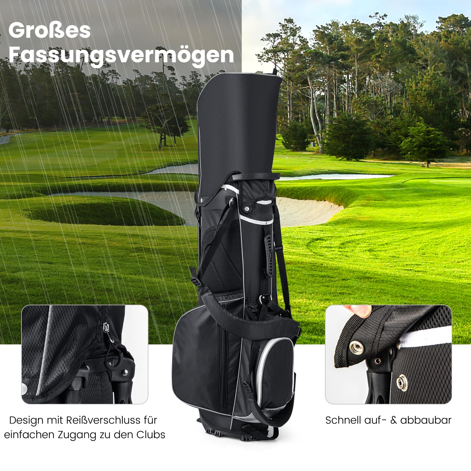 COSTWAY Golf Bag, 6er/8er/14er Unterteilung Golf Stand Bag, Golf Trolley Bag Golftasche, leichte Pencil Bag tragbar für Männer & Frauen