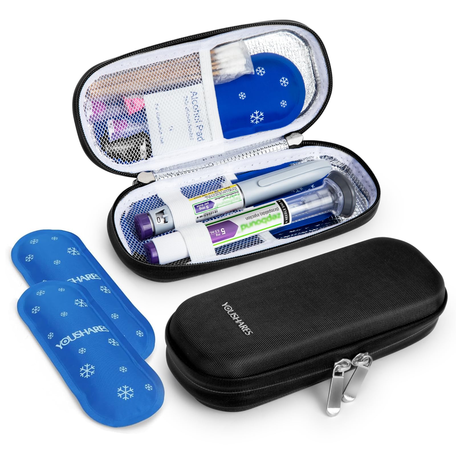 YOUSHARES Insulin Cooler Travel Case, GLP-1 Diabetic Medicine Cooling Bag for Zepbound for Mounjaro Pen, Refrigerated Diabetes Supplies Organizer with 2 TSA Approved Ice Pack : Health & Household