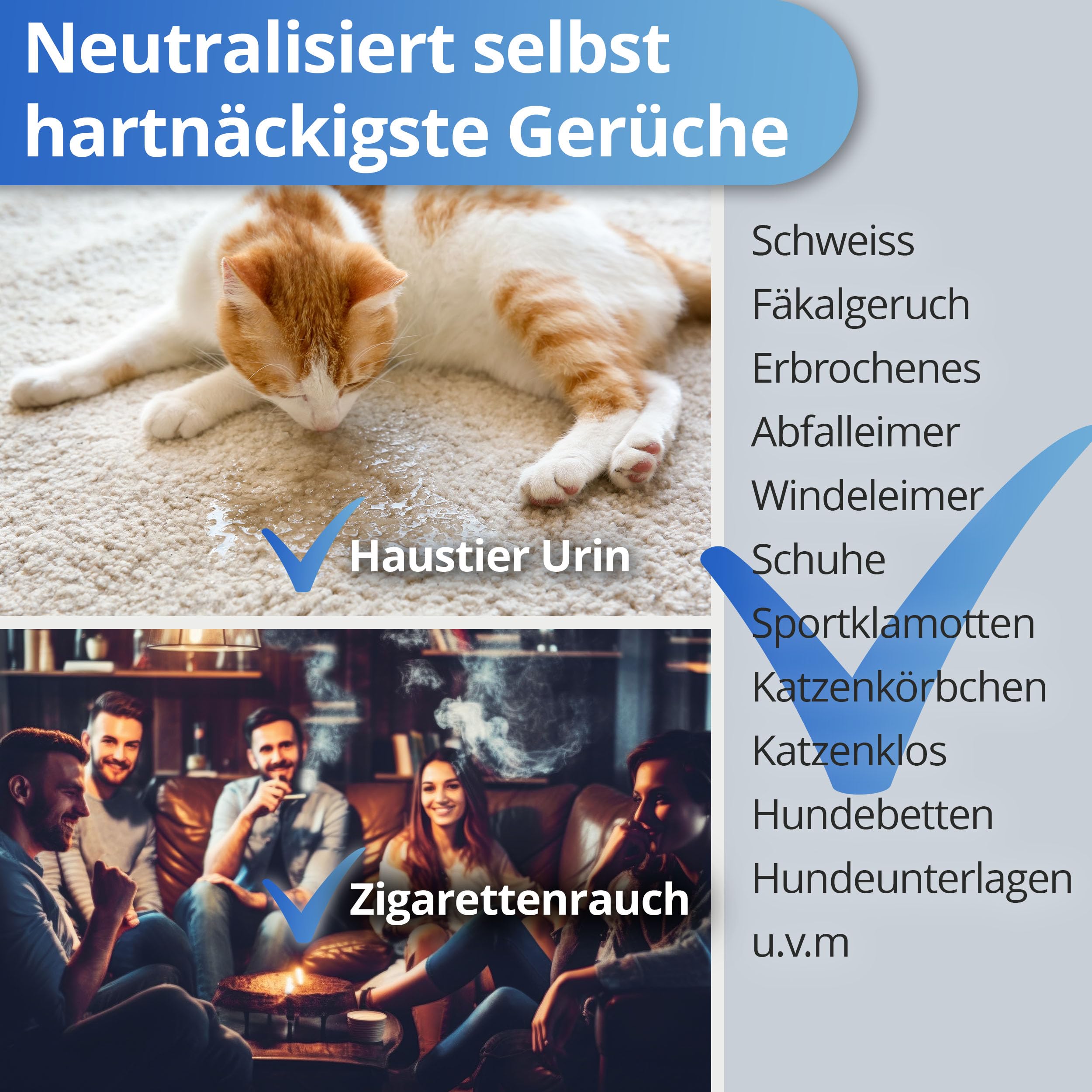 Nanoprotect BioActive Universal Geruchsneutralisierer | Biologischer Geruchsentferner und Textilerfrischer mit Wirkbeschleuniger | 2x1 Liter Konzentrat Refill Set