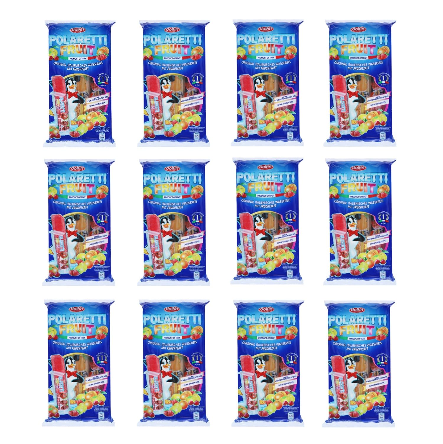 12 x Polaretti Fruit Ice Cream Lollies with Fruit Juice for Freezing 10 x 40 ml