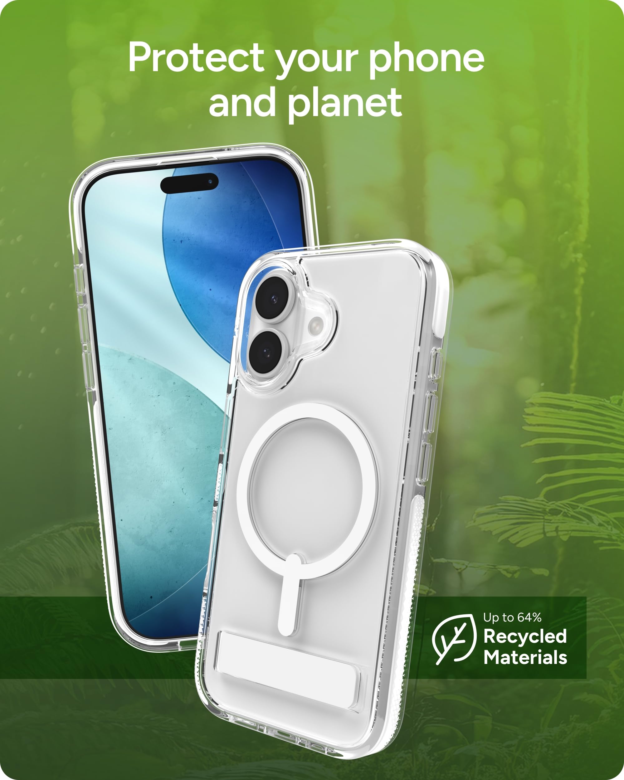 Zagg Santa Cruz Schnapp-Schutzhülle mit Ständer für iPhone 17, transparent, Fallschutz (4 m), MagSafe-Ladekompatibel, ClearGuard-Anti-Vergilbungstechnologie, Kratzfeste Hülle, weiß