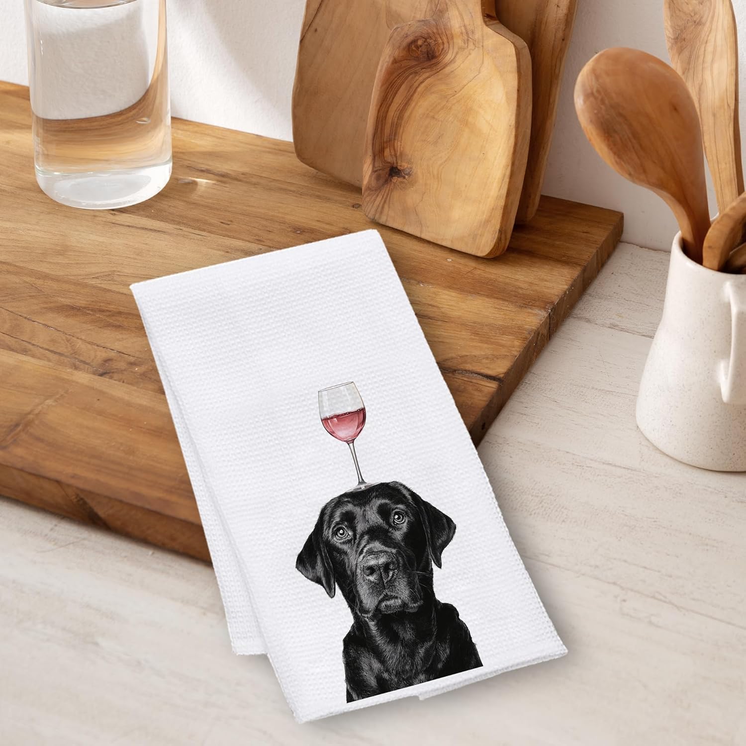 Funny Black Labrador Retriever Wine Kitchen Towels 16x24 Inch, Black Lab Gifts Decorative Hand Towels for Kitchen Home Bar, Wine Lover Gifts Dish Tea Towel Drying Cloth - Image 3
