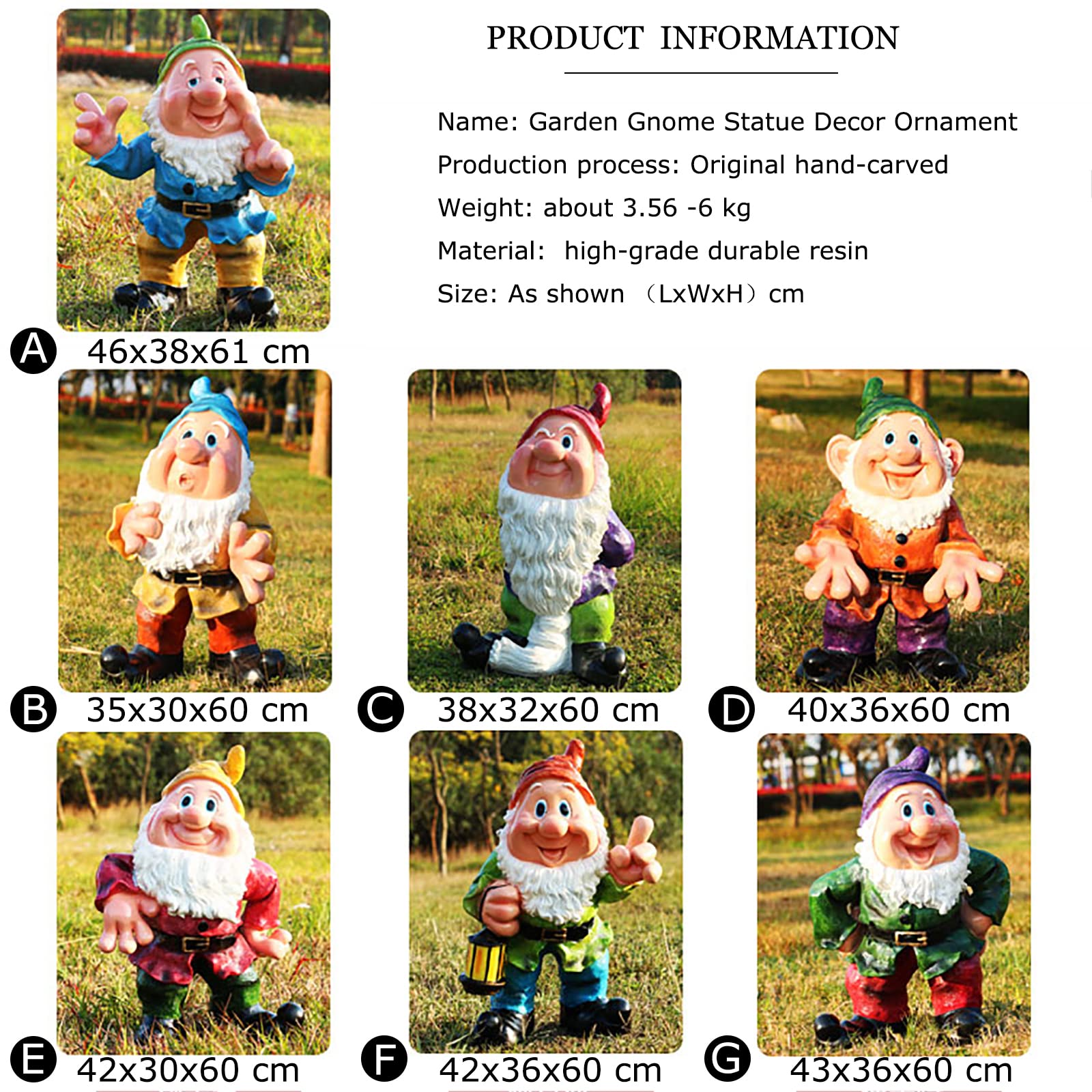 Figurka krasnala ogrodowego, figurka krasnoluda, odporna na warunki atmosferyczne ozdoba z żywicy, zabawna rzeźba farmy, 61 cm