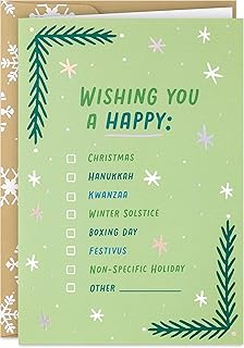 Hallmark Boxed Holiday Cards, Happy Everything Checklist (16 Cards and 17 Envelopes)