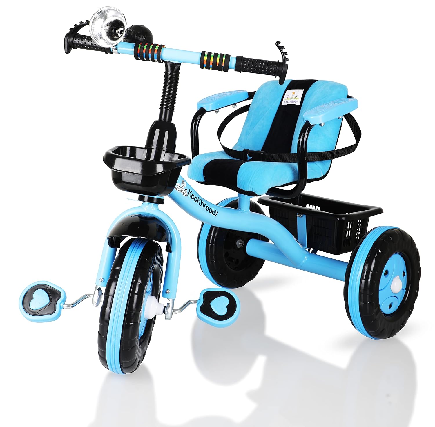 Amardeep and Co Baby Tricycle Brendon Blue with Cushion Seat 2-5 Years with Large Basket, Arm Rest