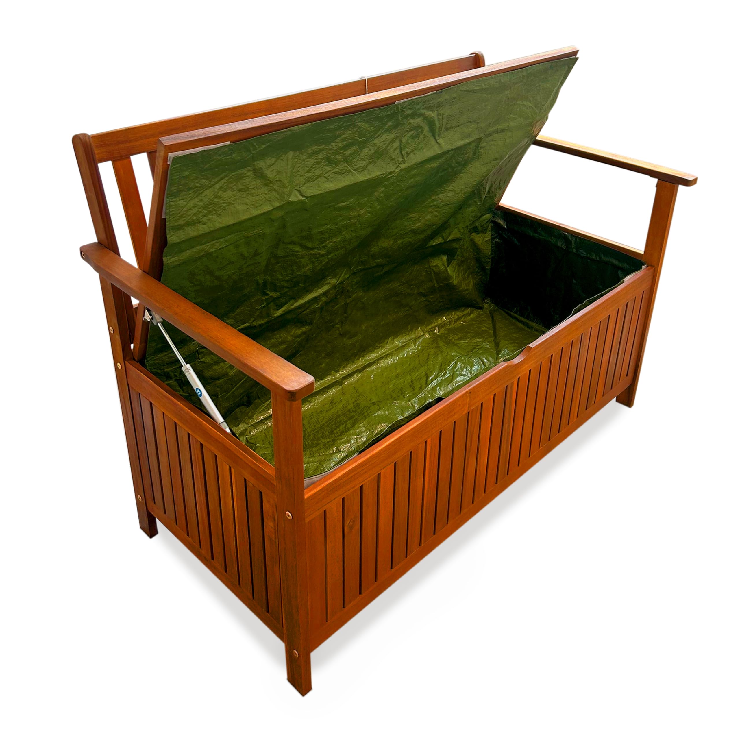 Casaria® Gartenbank Gartenbox Wetterfest Holz 320kg Belastbarkeit Staufach Sitzauflage Regenplane Garten Balkon Sitzbank Parkbank 120x84cm Akazie